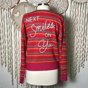 XO KR | Kerri Rosenthal NWT Red Stripe “Next Smile’s 
On You” Sweater